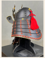 Casque d'armure de samouraï japonais en métal avec broderie 3D, accessoire de scène portable pour la décoration de restaurants et pubs japonais, utilisation en extérieur