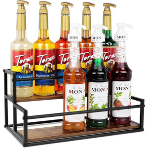 Nabao Two Tier Syrup Holder Wooden Countertop <b>Storage</b> <b>Rack</b> For Coffee Condiments Organizer - Product Image 1