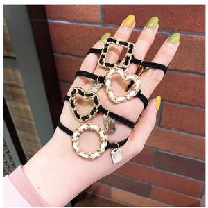 Coletero negro con forma de corazón, diseño de cadena metálica de alta elasticidad para moño, tocado informal - Product Image 5