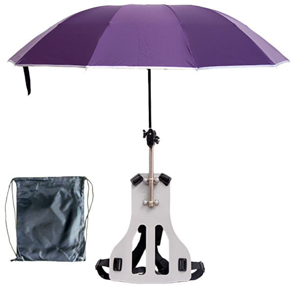Paraguas Morado + Mochila Gris con Soporte de Hombro