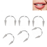 Gaby Pointed Teeth Nouveau Piercing Lèvre Entièrement en Acier Inoxydable Étanche, Anneau de Lèvre Vampires Stud, Bijoux de Piercing en Gros