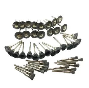 15 piezas 25mm/13mm/5/6/8mm Mini cepillo de alambre de acero de latón ruedas de pulido kit completo para herramientas rotativas