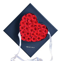 Fleur éternelle Satin en forme de coeur boîte en gros personnalisable Qixi Festival cadeau pour petite amie exprimant pour l'amour fleurs séchées