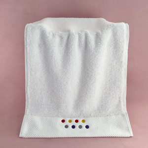Pure Cotton Hotel Towel 35x75 Cm Platinum Grade Absorbent Soft Washcloth <b>White</b> All Cotton Embroidered Face Towel - Product Image 1