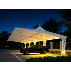 Fabricant de abris de voiture en acier galvanisé à structure cantilever, membrane PVDF, abri de stationnement personnalisé, abri de voiture extérieur, garage, abri de voiture - Product Image 1