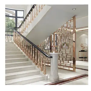 Роскошные латунные алюминиевые лестничные перила TAKA для квартиры и роскошные резные декоративные перила для отеля