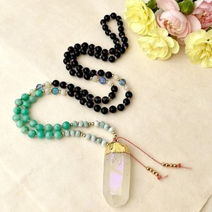 สร้อยคอเทพเจ้ามาลา MN41545พร้อมหินมูนสโตน Larimar ทัวร์มาลีนและลูกปัดอเมซอนต์มาลา108ของขวัญสำหรับเล่นโยคะ - Product Image 4