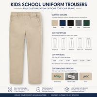 Pantalon d'uniforme pour garçons à taille élastique, antibactérien, sans couture, en fibre de polyester, pour l'école/le travail, plusieurs couleurs personnalisables