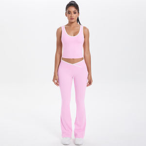 Neu eingetroffen: Modische, atmungsaktive, leichte und hochelastische Sport-BH-Leggings, zweiteiliges Yoga-Set für Damen mit Logo vorne. - Product Image 2