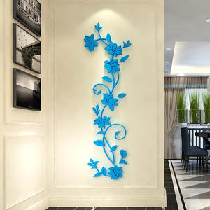 Pegatinas de pared estereoscópicas de vid de flores, calcomanías decorativas interiores 3D, sala de estar, sofá, TV, Fondo, lienzo de pared - Product Image 3