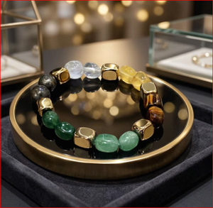 NOBLESTONE GEMS สร้อยข้อมือแม่เหล็กดูดเงิน หินธรรมชาติ ลูกปัดคริสตัล ของขวัญหลากสี สำหรับทุกเพศ - Product Image 5