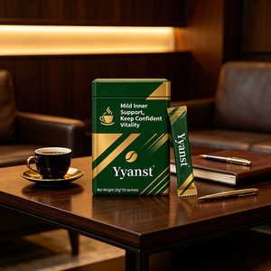 Café Instantáneo con Extracto de Plantas Naturales, 10g*10 Sobres, Caja Dorada Verde Oscuro, Bebida de Materia Prima Botánica Pura - Product Image 3