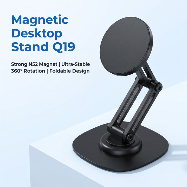 Desktop Magnetic Phone Holder Q19 | Foldable Portable | 360° Rotation | Universal Tablet Stand | for Office Bed Desk
