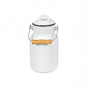 กระป๋องนมมีฝาปิดและที่จับพับได้ขวด2L เก็บได้ทรงกระบอกสีขาวเคลือบพอร์ซเลนขนาด13ซม. ดีไซน์ย้อนยุค - Product Image 2