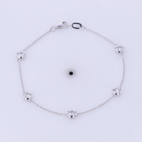 Bracelet unisexe Starsgem en or blanc et jaune 14 carats avec diamants de laboratoire ronds de 2 mm sertis clos, style mignon, 6,5 pouces, fin et élégant