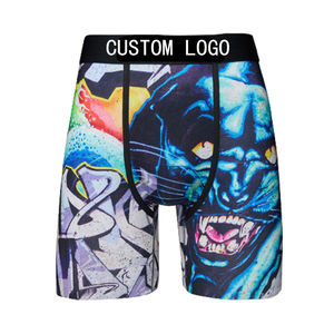 Calzoncillos largos de LICRA elástica para <span class=keywords><strong>hombre</strong></span>, Bóxer personalizado, ropa interior, pantalones cortos - Product Image 2