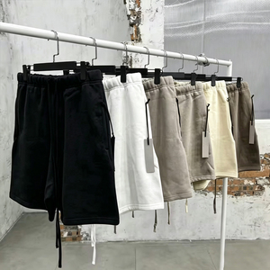 Shorts de survêtement épais 100 % coton de haute qualité pour hommes, avec cordon de serrage, en molleton uni, style décontracté et ample pour la gym - Product Image 1