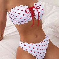 Nouveau bikini deux pièces de style européen et américain pour femme, maillot de bain taille haute à lacets en polyester/spandex haute élasticité