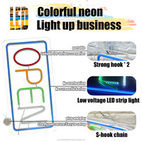 Letrero LED de neón con base transparente de acrílico, indicador luminoso de tienda ABIERTA, luz ambiental, personalizable en cualquier tamaño y diseño.