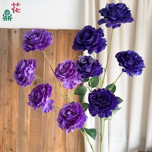 Flor de Seda Rosa Ángel de Cinco Cabezas Hua Ding, Realista, para Decoración de Bodas, San Valentín y Hogar - Product Image 4