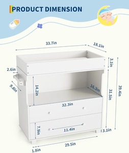 Cambiador de Bebé Moderno Blanco para Guardería, Organizador, Cómoda con 2 Cajones y Almacenamiento Abierto, Dormitorio, Habitación Infantil - Product Image 5