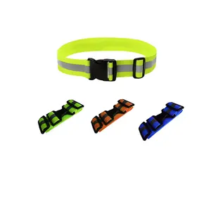 wholesale fluorescent yellow color light reflective unisex waist elastic band belt for kids outdoor walking activity safety