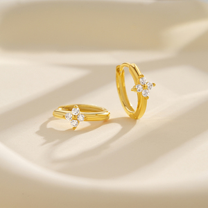 Minimalist 925 Sterling <b>Silver</b> <b>huggies</b> <b>Earring</b> Cubic Zircon Inlaid Hoop <b>Earrings</b> - Product Image 5