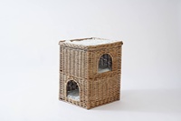 Lit pour chat JY Wicker, écologique, rayé, mignon, luxueux, pliable, amovible, lavable, isolé pour l'intérieur