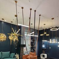 Luminaires suspendus LED modernes en forme longue, design ceinture en cuir marron, lumière blanc chaud, anti-éblouissement, taille moyenne, pour salon, salle à manger, maison