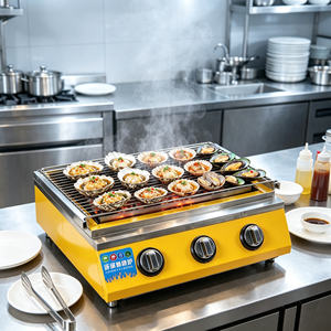 Parrilla de Gas Comercial de Grado Hotelero Surpass JPX‑D3T, de Acero Inoxidable Amarillo, con Suministro de Gas Personalizado para Bocadillos de Mariscos y Ostras - Product Image 1