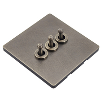 Enchufe de Pared Industrial Eléctrico de 2 Tomas con Puertos USB-A y USB-C, Enchufe Francés, Europeo y Británico, Palanca de Latón, Interruptor de Bronce Inoxidable