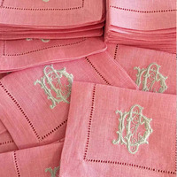 Serviettes en lin lavé brodé, serviettes perforées, serviettes en tissu de lin personnalisées avec logo pour mariage