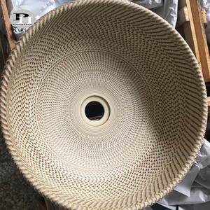 Wastafel Keramik Tradisional Cina, Bentuk Bulat, Warna Beige, Kapasitas 12L, dengan Dua Tali Hitam - Product Image 2