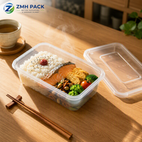 Boîte à lunch carrée jetable en PP recyclable ZMH 36oz 0,4 mm, compatible micro-ondes, personnalisable, pour la restauration