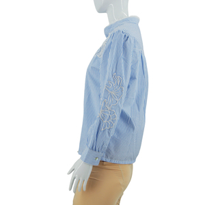 Nuova Camicetta Casual Personalizzata ODM con Stampa Floreale e Righe, Maniche Lunghe con Volant in <span class=keywords><strong>Pizzo</strong></span>, Abbigliamento Femminile - Product Image 2