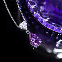 Collier avec pendentif en améthyste naturelle en forme de goutte d'eau pour femme - Cadeau d'anniversaire et de fête