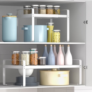 Étagère de rangement télescopique en métal à un seul niveau pour armoire, organisateur de bouteilles d'épices et d'assaisonnements, étagère de comptoir pour appareils - Product Image 4
