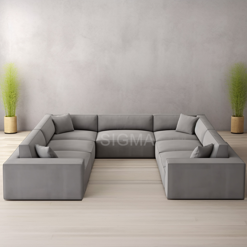 High Quality Grey Modern Villa Living Room sofa set Comfortable soft Design U shape sectional Modular Sofa