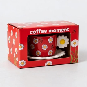 Tazza da caffè e piattino in ceramica unica <span class=keywords><strong>margherita</strong></span> e coccinella per un tocco di natura ed eleganza nella tua Routine quotidiana - Product Image 2
