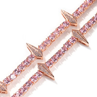 Hip Hop Bling Bling Panthère Noire Même Style Coloré Zircon Collier Huile Goutte À Goutte D'huile Bijoux 5mm Tennis Chaîne En Laiton Clavicule Chaîne