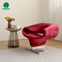 Moontree Mobilier design italien Chaise de loisirs Maison moderne Hôtel Pieds en métal Fauteuil en tissu velours avec pouf