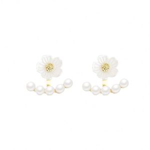 Pendientes de Perlas Simples en Color Dorado para Mujer, Diseño de Joyería Moderna para Fiesta, Aretes de Flor con Aspecto Sensacional - Product Image 6