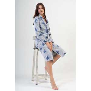 <b>Butterfly</b> Print Women's Knitted Dressing Gown Long <b>Sleeve</b> Soft Gray Sleepwear Casual Robe - Product Image 5