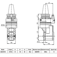 Tête d'angle de fraisage AGB BT30 BT40 Support universel BT/HSK/SK/KM/CAT/NT Tête d'angle de fraiseuse CNC