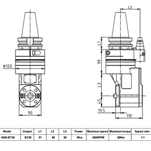 AGB BT30 BT40 phay góc đầu phổ BT/HSK/SK/km/Cat/NT chủ CNC phay Máy góc đầu - Product Image 3