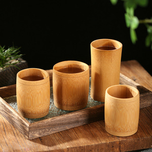 Hand Polished Bamboo <b>Teacups</b> Set Reusable Natural Tableware For Tea Ceremony Gift - Product Image 1