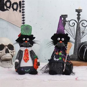 Spooky Cute Halloween <b>Cat</b> <b>Plush</b> Set Glowing Tabletop Decor for Trick or Treat Gift - Product Image 4