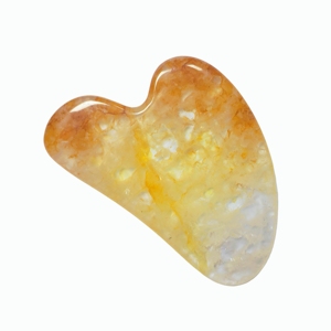 Planche Guasha en Jade de Haute Qualité, Texture Fleur Jaune Unique, en Forme de Cœur, Outil de Beauté pour Raffermir et Lifting du Visage - Product Image 4
