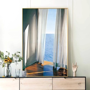 Pintura al Óleo Enmarcada de Paisaje Marino Costero, Arte Abstracto, Decoración de Pared para Sala de Estar o Entrada - Product Image 3