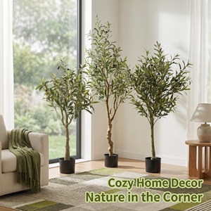 リアルな人工オリーブの木、高さ180cm、フェイク鉢植え、プラスチック製常緑植物、屋内屋外兼用、家庭やオフィスの装飾に - Product Image 6